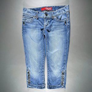 Guess Jeans Stretch Capris Buttons on the Legs Low Rise Flap Pockets  Size 27
